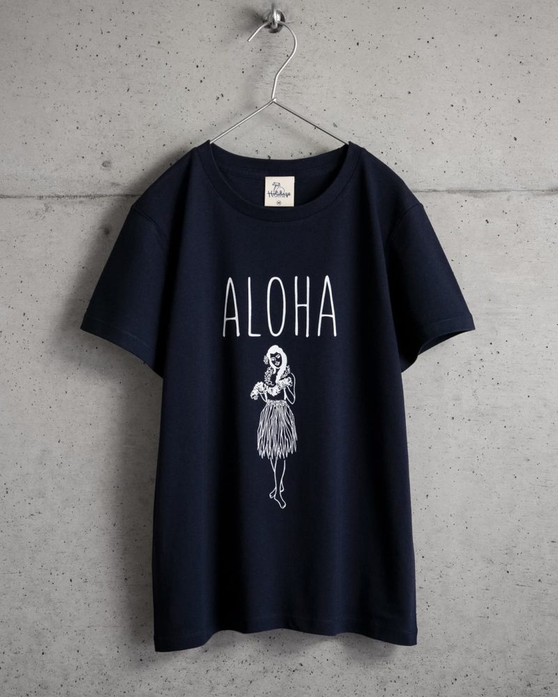 ALOHA HULA GIRL ハワイアンTシャツ レディース ネイビー