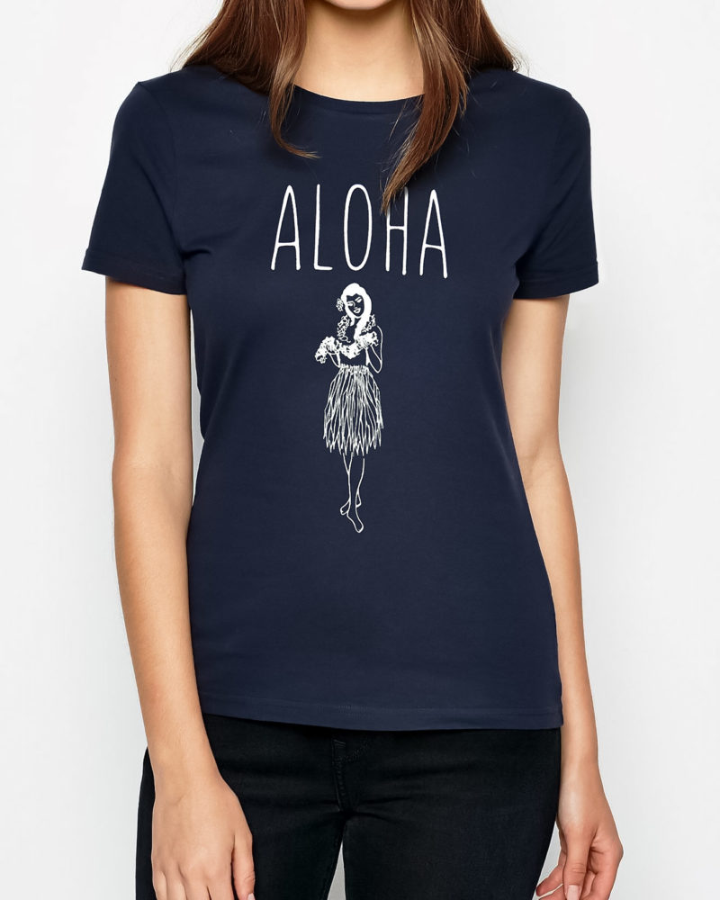 ALOHA HULA GIRL ハワイアンTシャツ レディース ネイビー