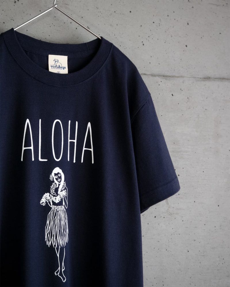 ALOHA HULA GIRL ハワイアンTシャツ ユニセックス ネイビー