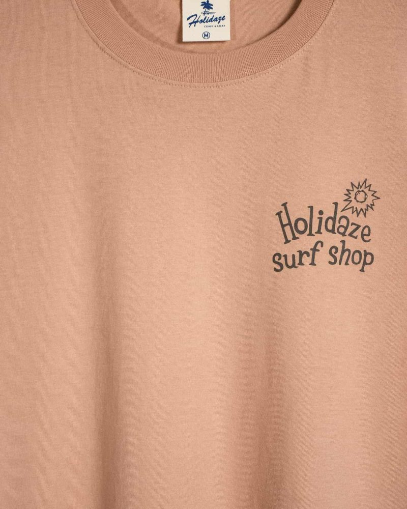 HOLIDAZE SURF SHOP ホリデイズ サーフショップ オールドサーフTシャツ コーラルベージュ