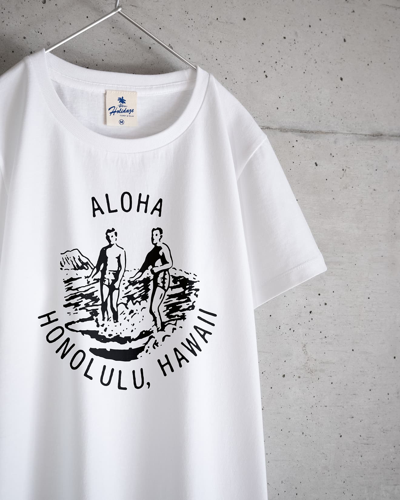 ALOHA HAWAII アロハ ハワイ Tシャツ ウィメンズ ホワイト- Holidaze hawaiian surf